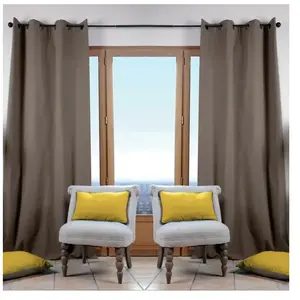 Retro Un panneau de Rideau tamisant à oeillets - 100% Coton - Taupe - 135 x 240 cm
