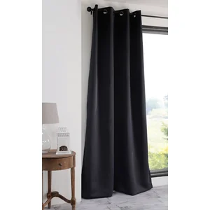 Lovely Casa Rideau occultant à oeillets uni polyester NOTTE - Noir - 135x250cm pas cher