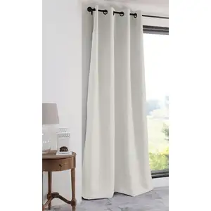 Lovely Casa Rideau occultant à oeillets uni polyester NOTTE - Ecru - 135x250cm