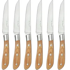 Lou Laguiole - 6 Couteaux steak Elias marron T.U pas cher