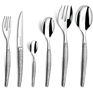 Lou Laguiole - Ménagère couteaux steak Jet Styl gris - 50 pièces OS pas cher