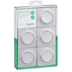 Comparateur de prix : Schneider Lot de 5 va et vient (avec plaque) Odace - Aluminium