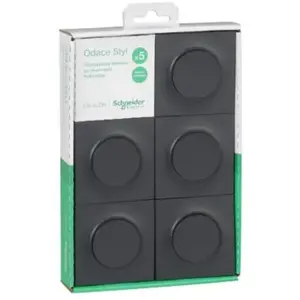 Schneider Lot de 5 prises 2P+T (avec plaque) Odace - AnthraciteVendu parcdiscount