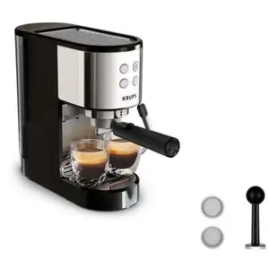 Comparateur de prix : Machine expresso Krups Virtuoso Essential XP4418 - noire/argent