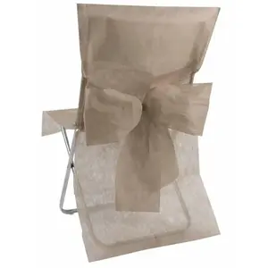 SANTEX Housse de Chaise Mariage avec Noeud Taupe