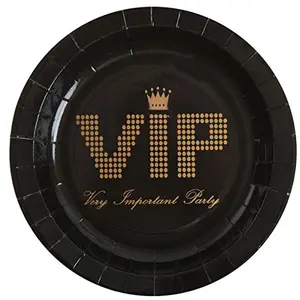 RueDeLaFete Assiettes Noire VIP x10 pas cher