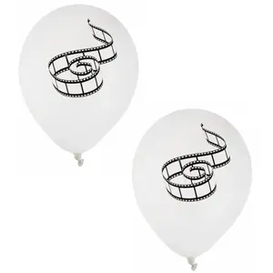 RueDeLaFete Sachet de 8 ballons latex 23cm CINEMA (pellicule), Blanc pas cher