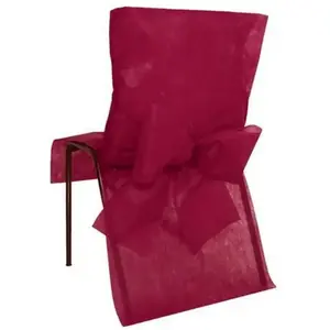 Santex Sachet de 10 housses de chaise non tisse avec noeud diff. Coloris bordeaux