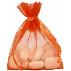 10 sacs en organza 7.5*10cm - orange - 000246200000012 pas cher