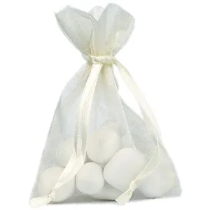 SANTEX Sac de 10 sachets Organza pour dragées Ivoire pas cher