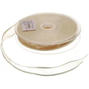 RueDeLaFete Ruban 20m à BORDS satinés (12mm) - ivoire pas cher