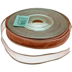 RueDeLaFete Ruban 20m à BORDS satinés (12mm) - chocolat pas cher