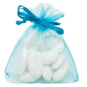 SANTEX Sac de 10 sachets Organza pour dragées Turquoise pas cher