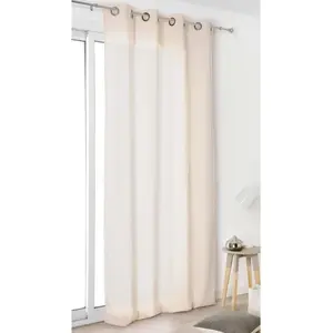 LINDER 0517/17/375FR Rideau Toile Aspect Lin Gris Ficelle Oeillets 135 x 260 cm