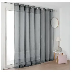 HOME MAISON Voilage grande largeur léger à aspect lin (285x250 cm - Gris Foncé) pas cher