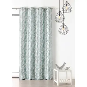 Comparateur de prix : LINDER Rideau à oeillets aux motifs palmes polyester bleu 145x250 cm