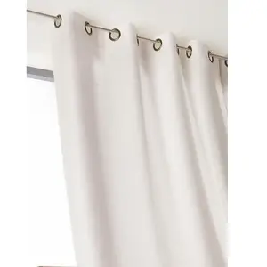 LINDER Rideau Uni Campagne Chic Poly-Lin (135x260 cm - Blanc) pas cher