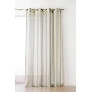 Linder 1168/83/375FR Rideau à Rayures Polyester/Lin/Coton Marécage 150 x 280 cm pas cher