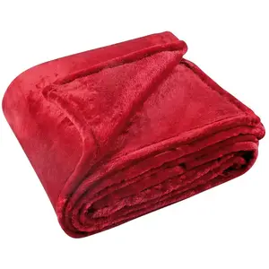 Linder 5074 Couverture extra douce Polyester Rouge 220 x 240 cm pas cher