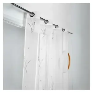 LINDER Voilage tamisant et brodé "brins d'herbe" (140x260 cm - Gris clair) pas cher