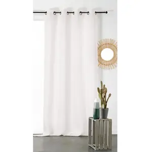 LINDER Rideau tamisant en lin naturel - Blanc - 145 x 260 cm - illets - Élégance - Chic pas cher