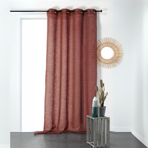 LINDER Voilage Pur Lin - 145x260cm - Rouge brique pas cher