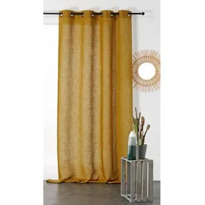 LINDER Voilage Pur Lin - 145x260cm - Moutarde pas cher