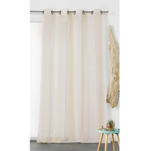 Linder Voilage Rayure Verticale "Sydney" tissé en France - 160x280cm - Beige