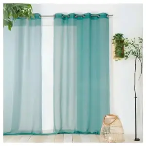 Linder Voilage uni et dépolluant polyester turquoise 145x240 cm pas cher