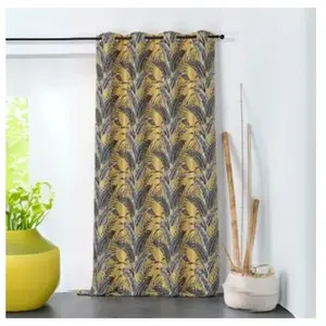 LINDER Rideau tendance aux impressions exotiques polyester jaune 135x245 cm pas cher