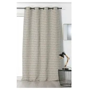 LINDER Rideau ambiance vintage stylisée - 135x240cm - Blanc pas cher