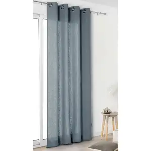 LINDER Rideau "Authentique" en 100% lin (135x260 cm - Bleu Foncé) pas cher