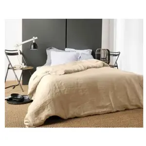 LINDER Housse de Couette Unie en Lin (240x220 cm - Ficelle) pas cher