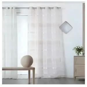 Linder Voilage à Jeux de Rayures Colorées (140x255 cm - Blanc) pas cher