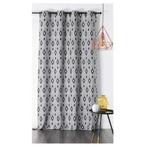 LINDER Rideau recyclé motif losange géométrique gris anthracite - 140x260cm - Gris anthracite pas cher