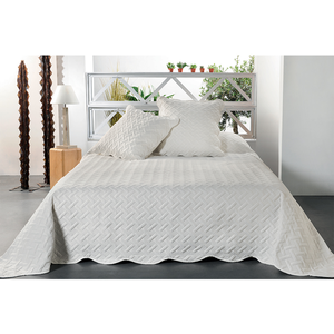 Linder Jeté de lit aux formes géométriques surpiquées polyester ecru 180x240Vendu paramazon