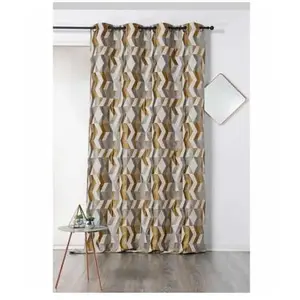 LINDER Rideau Occultant Jaune 135 x 240 cm - Zig Zag Coloré - Synthétique - illets pas cher
