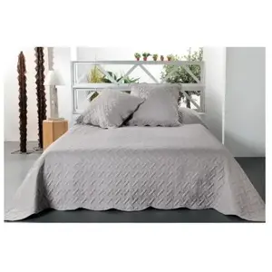 Linder Jeté de lit aux formes géométriques surpiquées (230x250 cm - Gris clair) pas cher