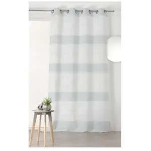 LINDER Voilage tendance à rayures grises verticales - 145x250cm - Gris pas cher