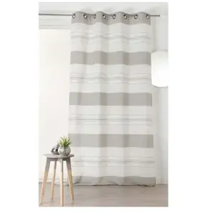 LINDER Voilage tendance à rayures taupes verticales - 145x250cm - Taupe pas cher