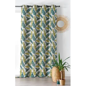 HOME MAISON Rideau moderne et originale motif plumes vertes - 135x240cm - Vert pas cher