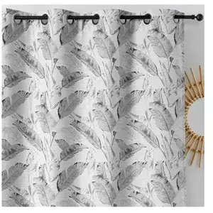 LINDER Rideau moderne et originale motif plumes grises - 135x240cm - Gris pas cher