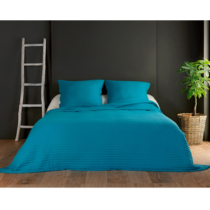 HOME MAISON Couvre lit et taies unis matelassés Bleu 180 x 240 cm