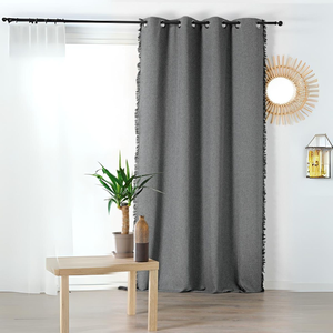 LINDER Rideau uni anthracite recyclé à franges - 150x240cm - Gris anthracite pas cher