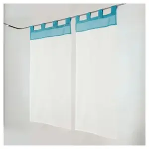 LINDER Paire de Petits voilages Voile Aspect Lin (45x90 cm - Bleu) pas cher