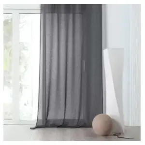 LINDER Rideau voilage tamisant en poly-lin (145x240 cm - Gris anthracite) pas cher