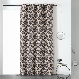 LINDER Rideau jacquard biloba polyester/jacquard gris clair 140x240 cm pas cher