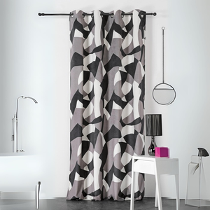 LINDER Rideau Art deco "CAMO" - 145x240cm - Gris pas cher