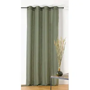 LINDER Rideau naturel chic jeanne - 145x260cm - Vert kaki pas cher