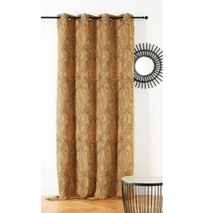 LINDER Rideau aux feuilles stylisées (140x260 cm - Cuivre) pas cher